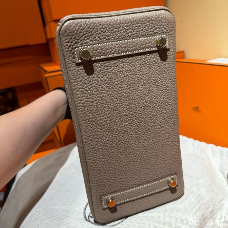 愛馬仕Hermes Birkin25 BK25 金扣 大象灰鉑金包手提包-4