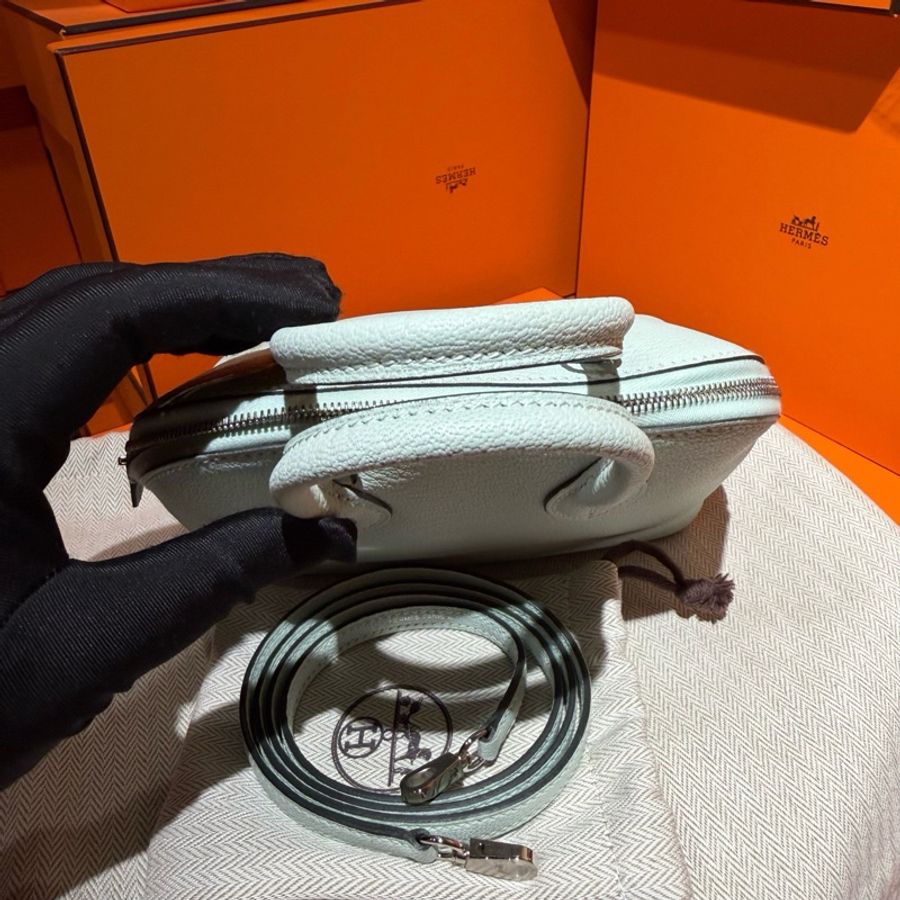 愛馬仕Hemres mini bolide 迷你保齡球 氣泡綠 山羊皮 銀扣-2