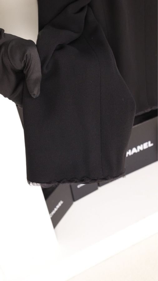 Chanel 95年黑色羊毛一粒扣两口袋上衣外套-43