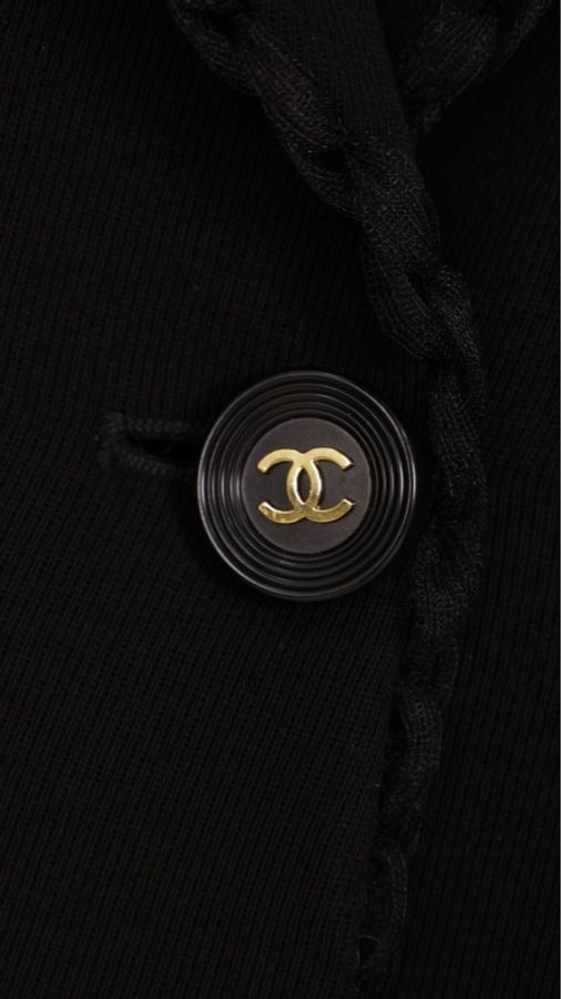 Chanel 95年黑色羊毛一粒扣两口袋上衣外套-54