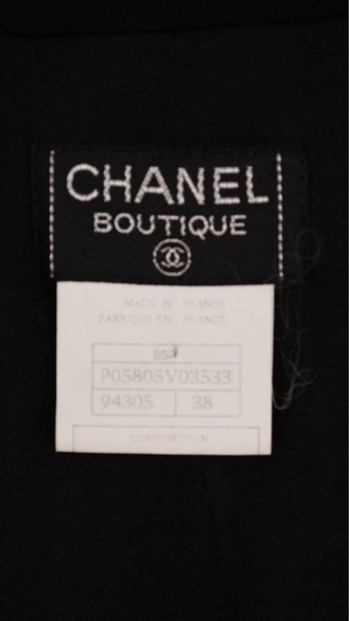 Chanel 95年黑色羊毛长裤-12