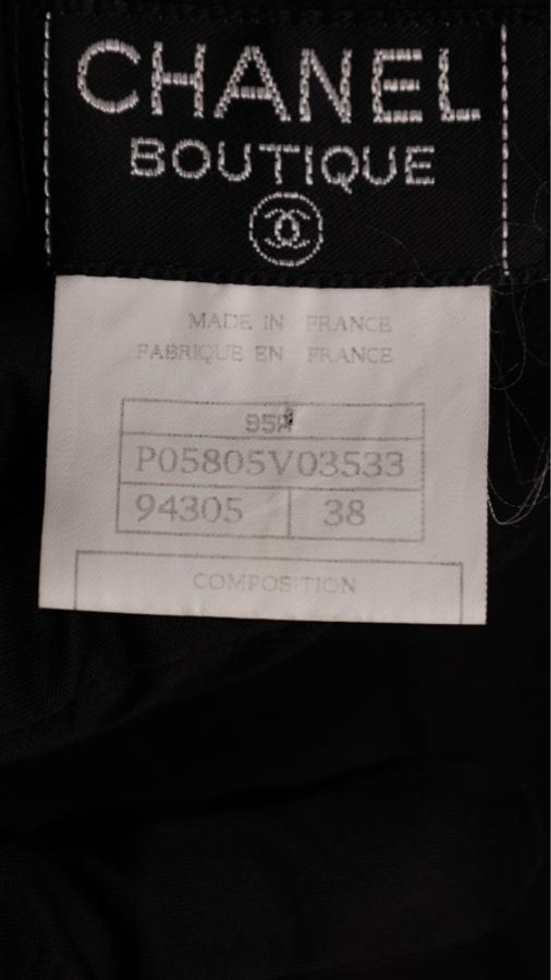Chanel 95年黑色羊毛长裤-15