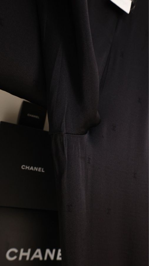 Chanel 95年黑色羊毛长裤-23