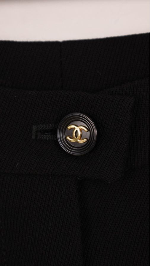 Chanel 95年黑色羊毛长裤-25