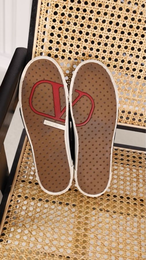Valentino黑色麂皮帆布大logo板鞋-5