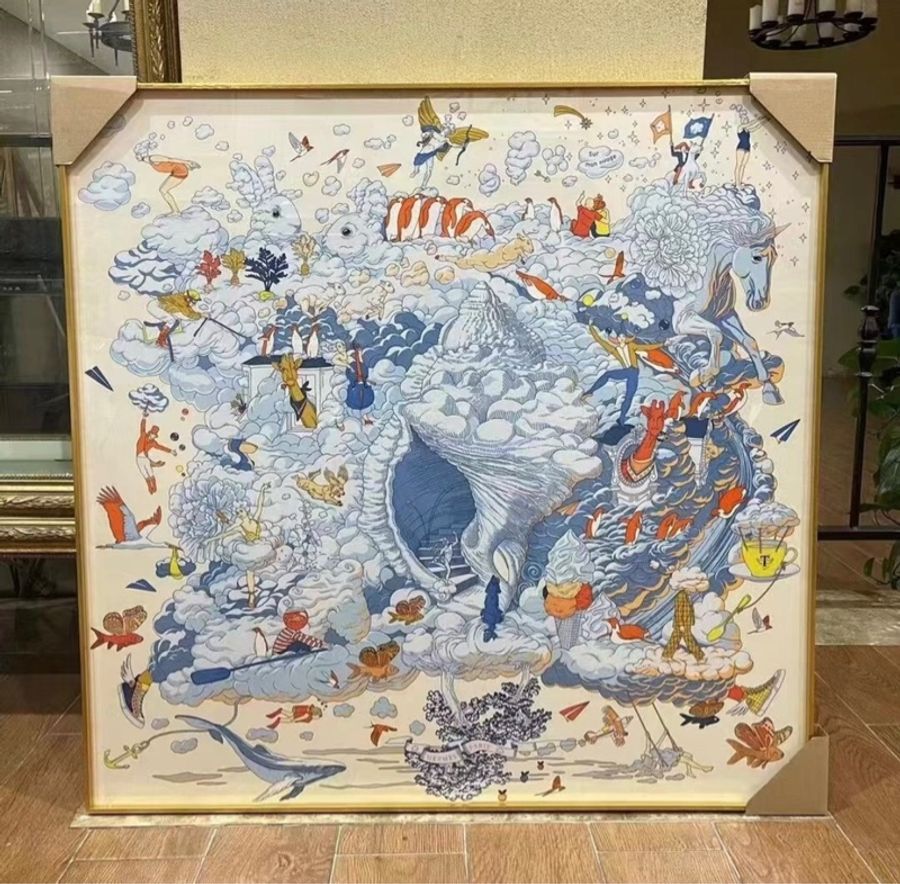 Hermes 99新閒置 90絲巾 雲間萬象-0