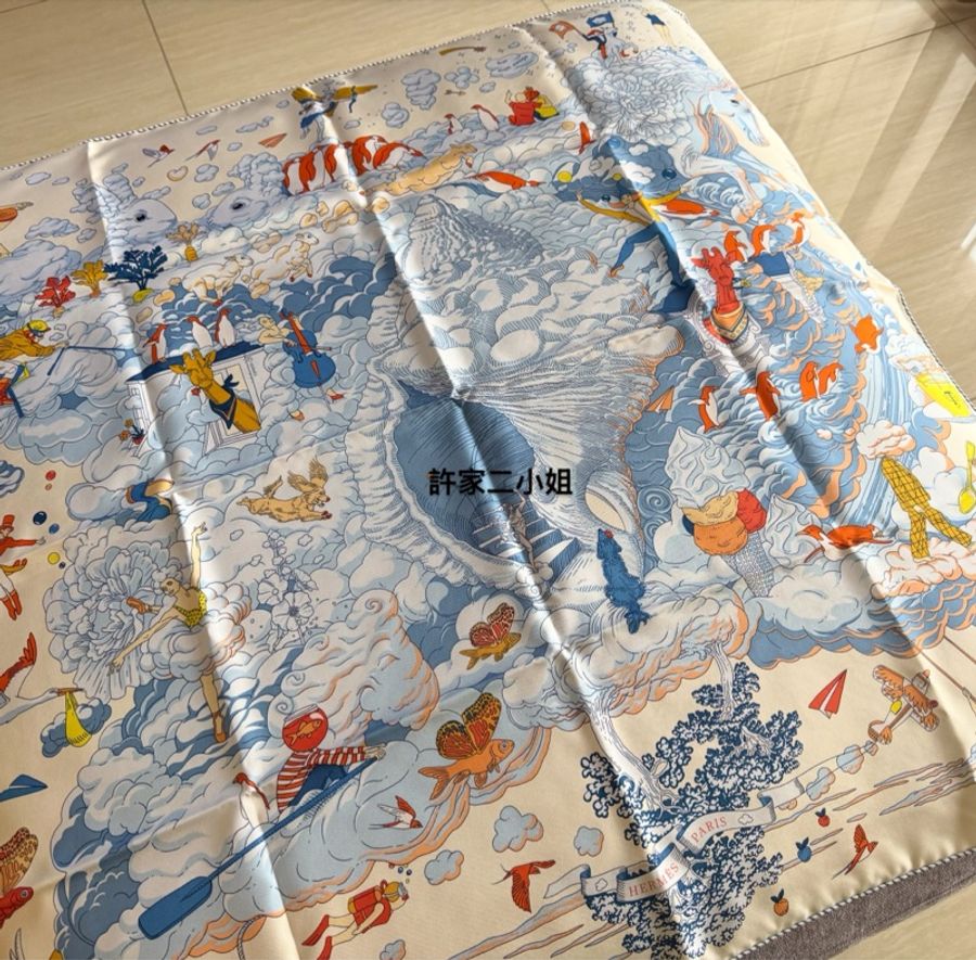 Hermes 99新閒置 90絲巾 雲間萬象-3