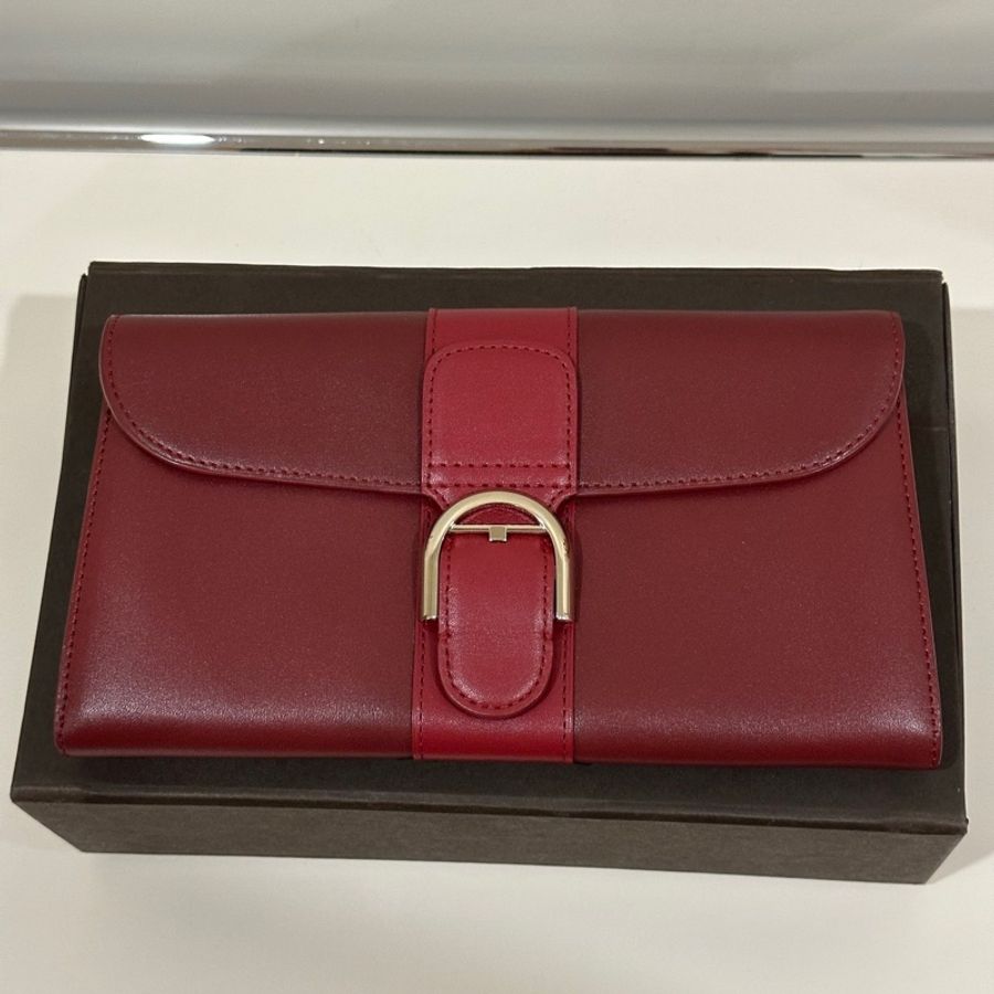 Delvaux 德爾沃 酒紅拼紅長款錢包卡包 內容量大 顏色經典-1