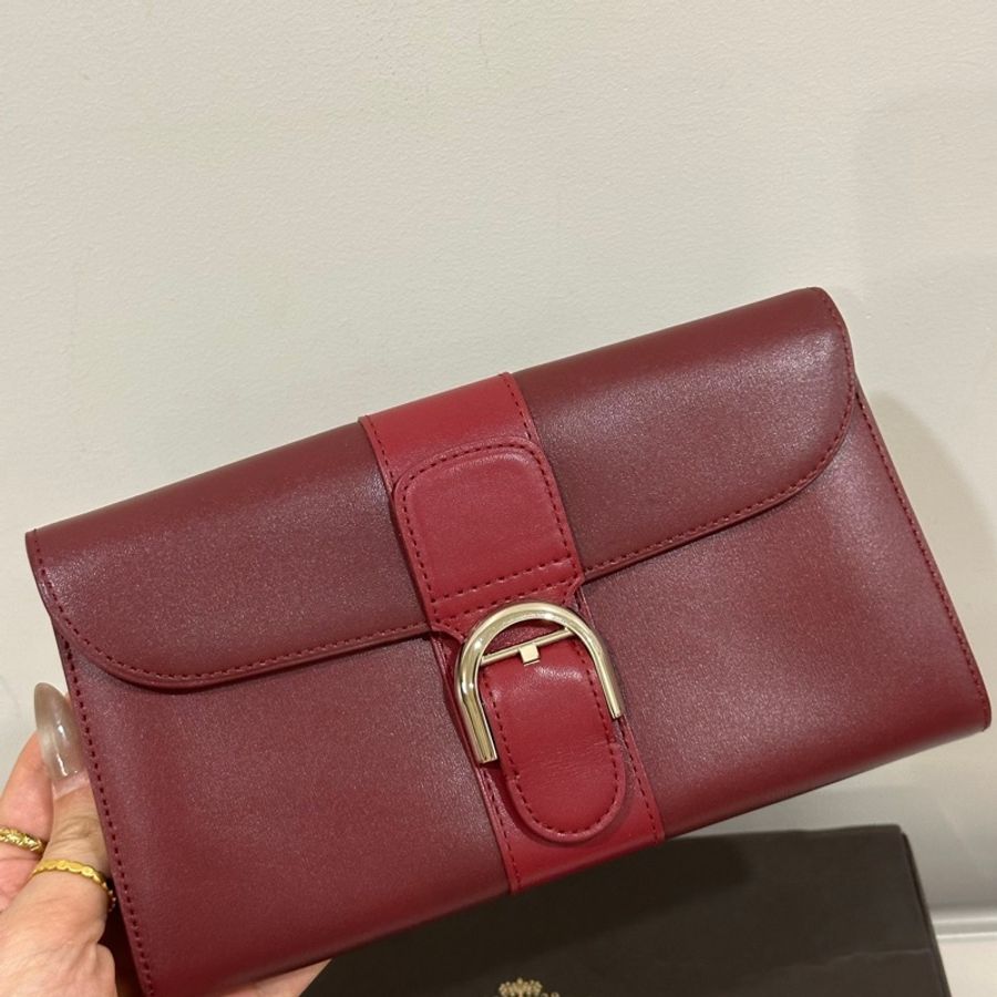 Delvaux 德爾沃 酒紅拼紅長款錢包卡包 內容量大 顏色經典-2