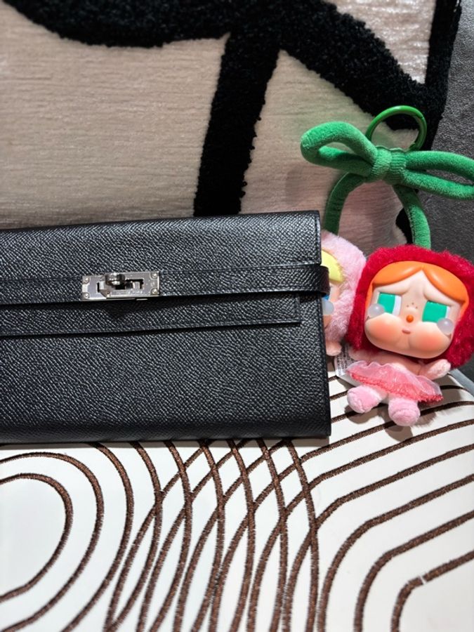 Hermes Kelly wallet 長銀包黑色牛皮銀扣 Stamp T 生產年份2015年98%new 跟盒子-1