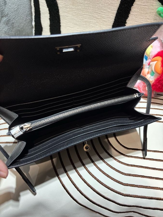 Hermes Kelly wallet 長銀包黑色牛皮銀扣 Stamp T 生產年份2015年98%new 跟盒子-8