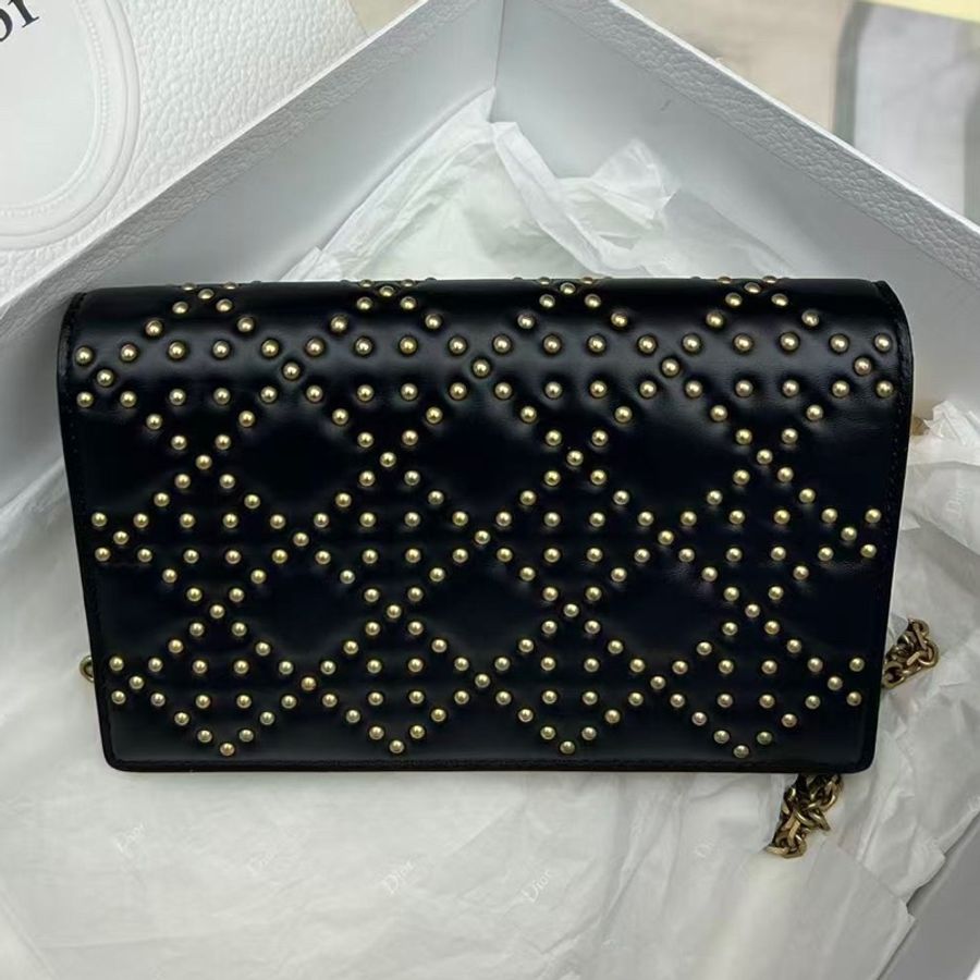 迪奧 /Dior 鉚釘騰格紋鏈條斜挎包-1