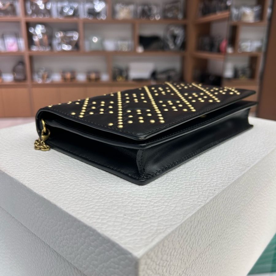 迪奧 /Dior 鉚釘騰格紋鏈條斜挎包-6