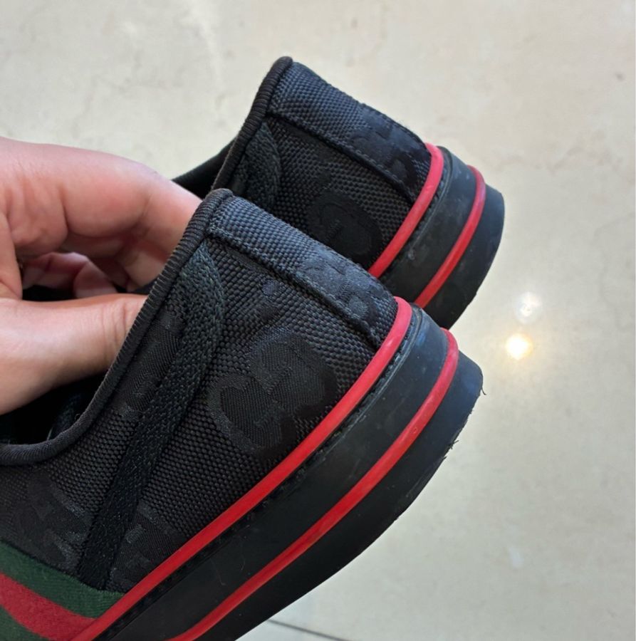 Gucci 黑色雙G側紅綠休閒鞋👟38-14