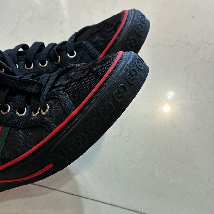 Gucci 黑色雙G側紅綠休閒鞋👟38-16