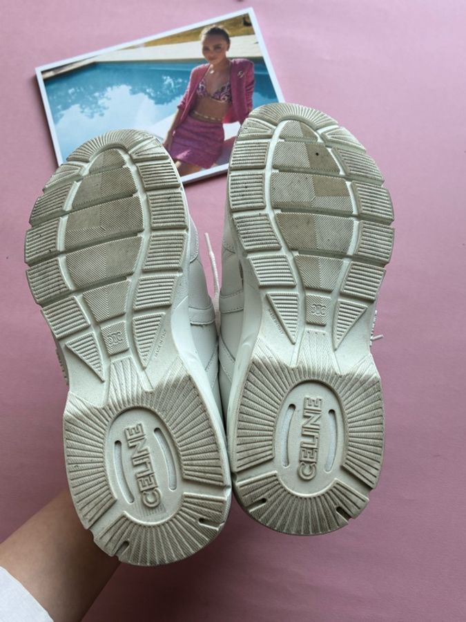 Celine 白色黑大C休閒鞋👟37-25