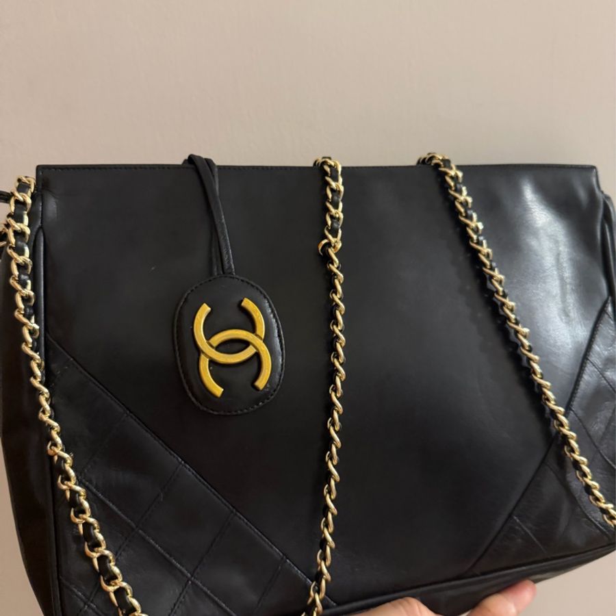 香奈兒 古董 絕版 包 90年代 斜背包 肩背包 黑色 vintage Chanel black bag-1