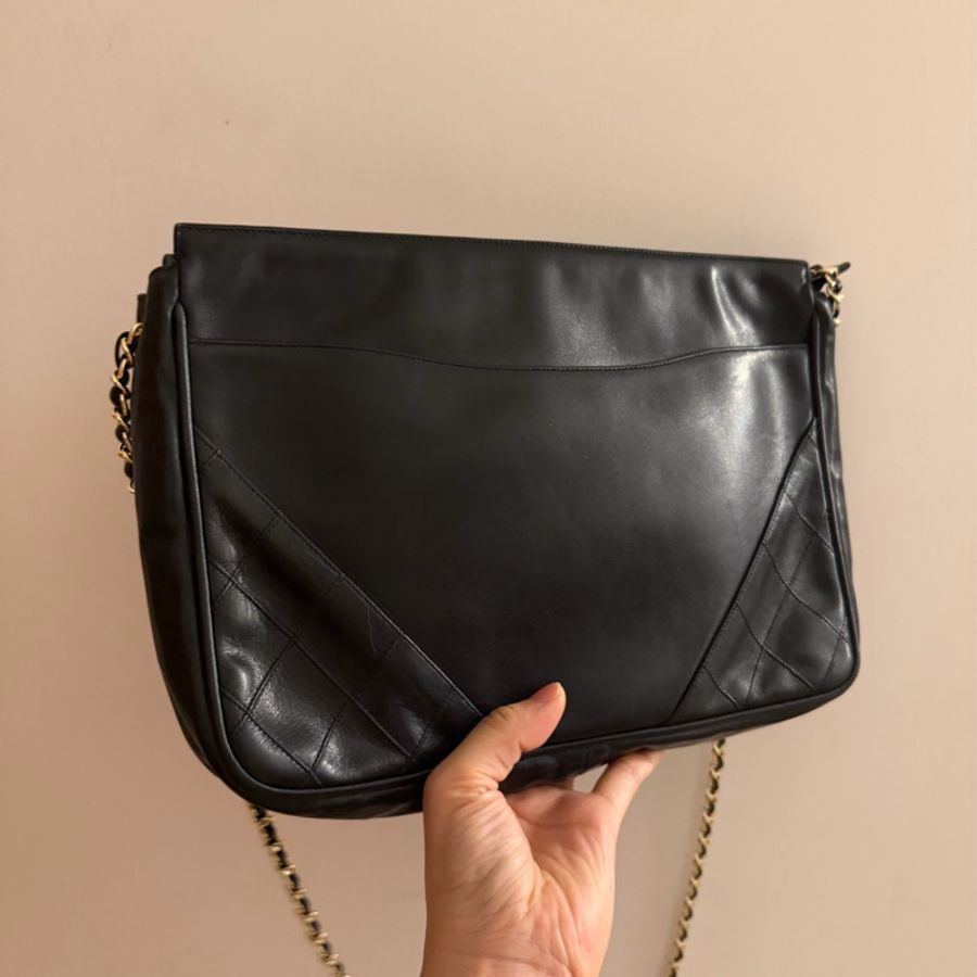 香奈兒 古董 絕版 包 90年代 斜背包 肩背包 黑色 vintage Chanel black bag-10