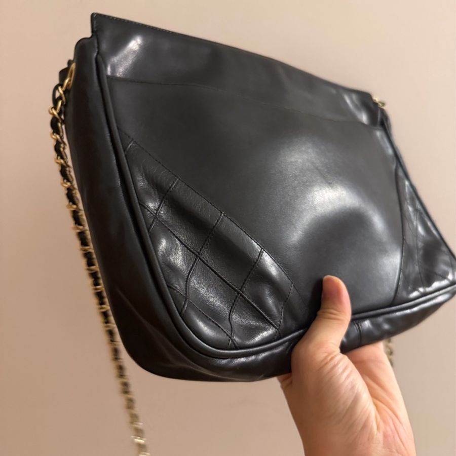 香奈兒 古董 絕版 包 90年代 斜背包 肩背包 黑色 vintage Chanel black bag-12