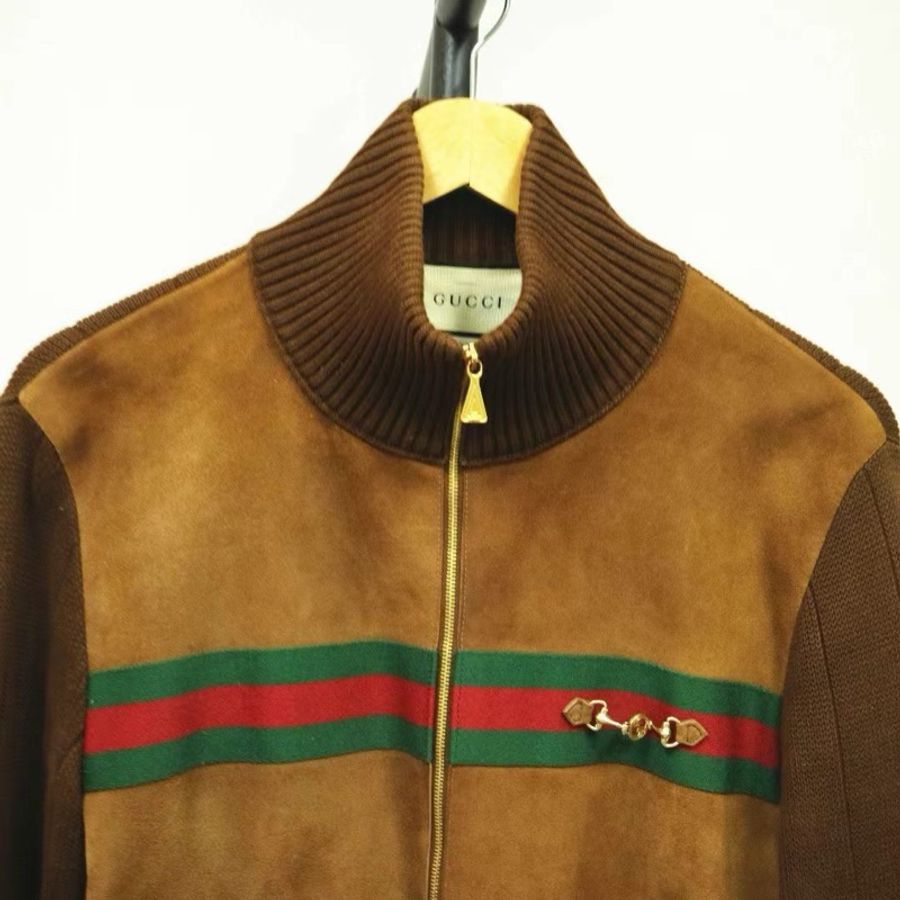 Gucci • 摩卡棕拼麂皮針織外套-2