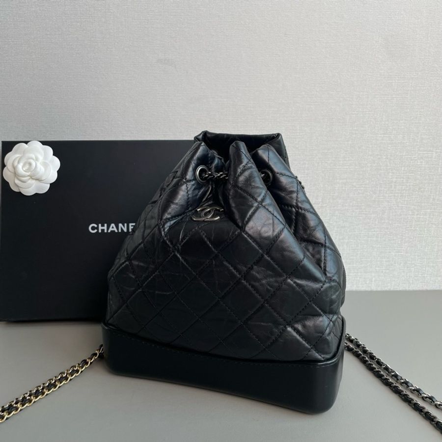 Lisa同款💗Chanel香奈兒🖤Gabrielle黑色流浪鴛鴦鏈條雙肩包小號-6