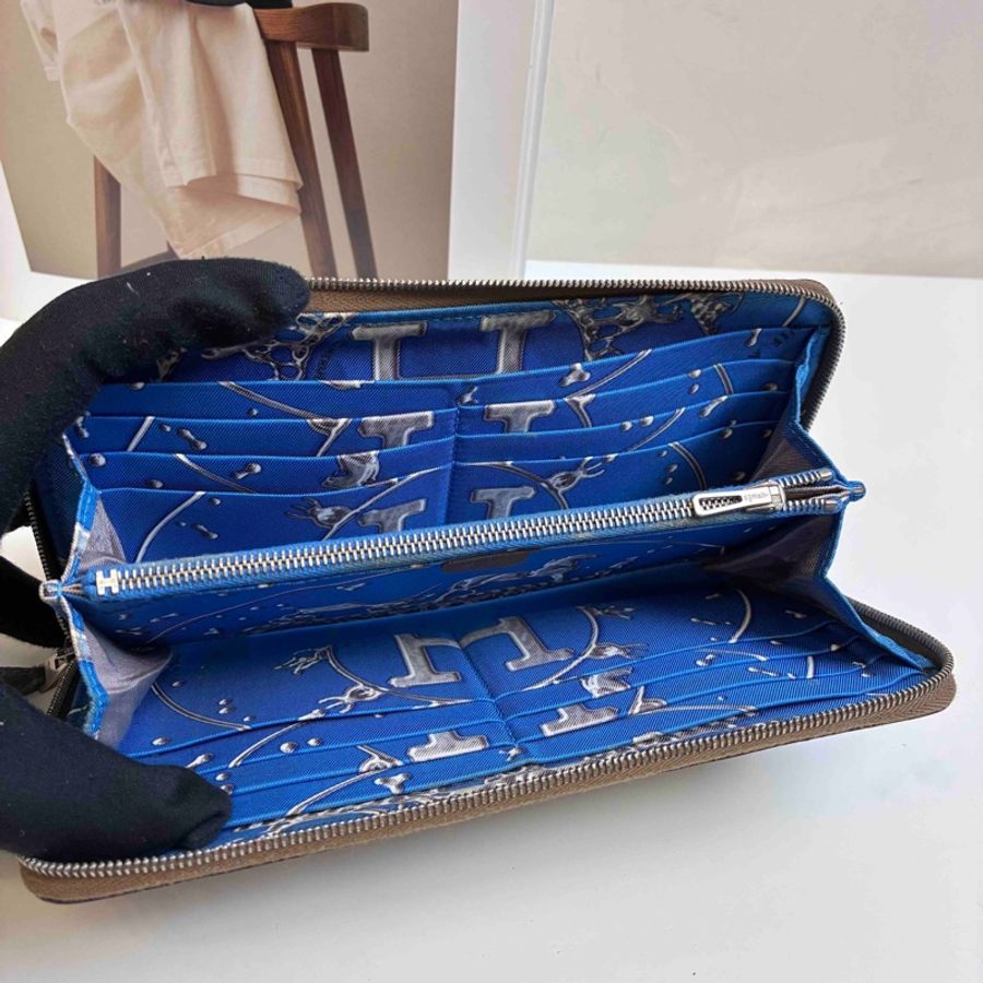 Hermes • 經典大象灰Epsom皮Silk in絲巾長夾-7