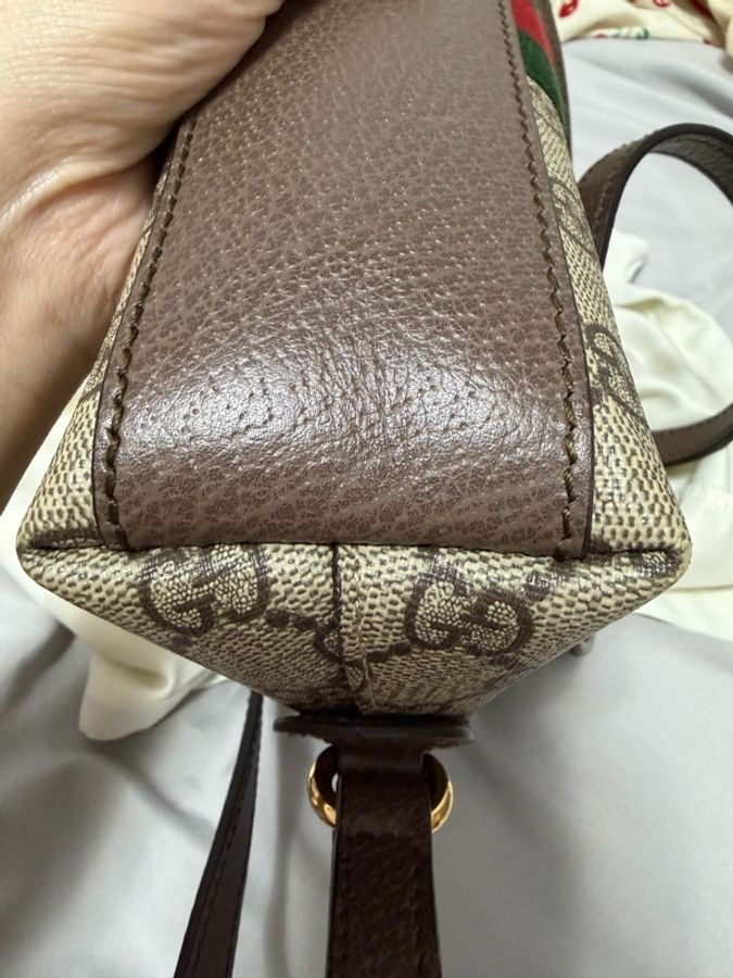 GUCCI 古馳 經典Ophidia系列GG Supreme帆布印花綠紅綠織帶皮革飾邊拉鍊斜背包-22
