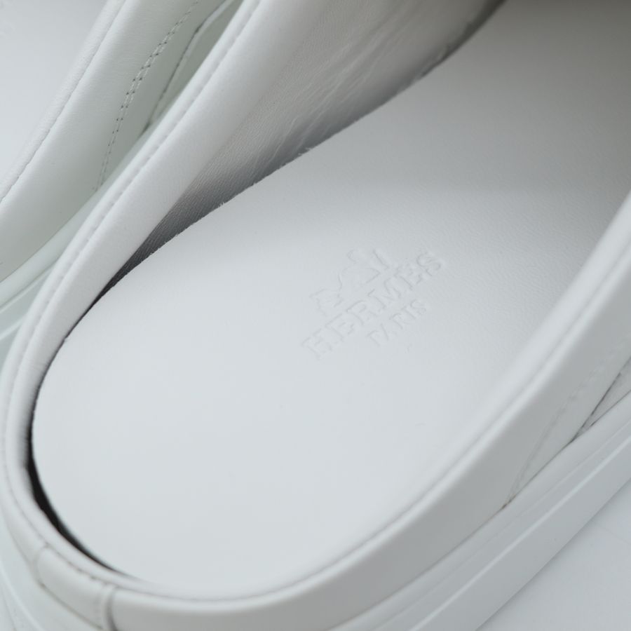 Hermès 白色小牛皮愛馬仕 Keep 運動穆勒拖鞋-9