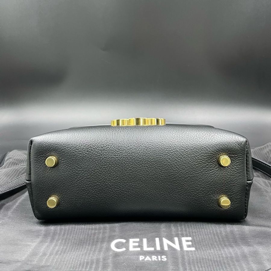賽琳/Celine黑色TEEN NINO柔軟牛皮凱旋門手提斜挎包 20.5*13-2