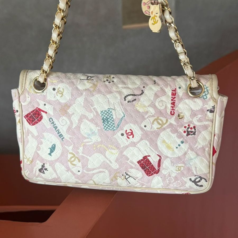 Chanel • 稀有粉金帆布貓咪動物Cf 全網唯一-2