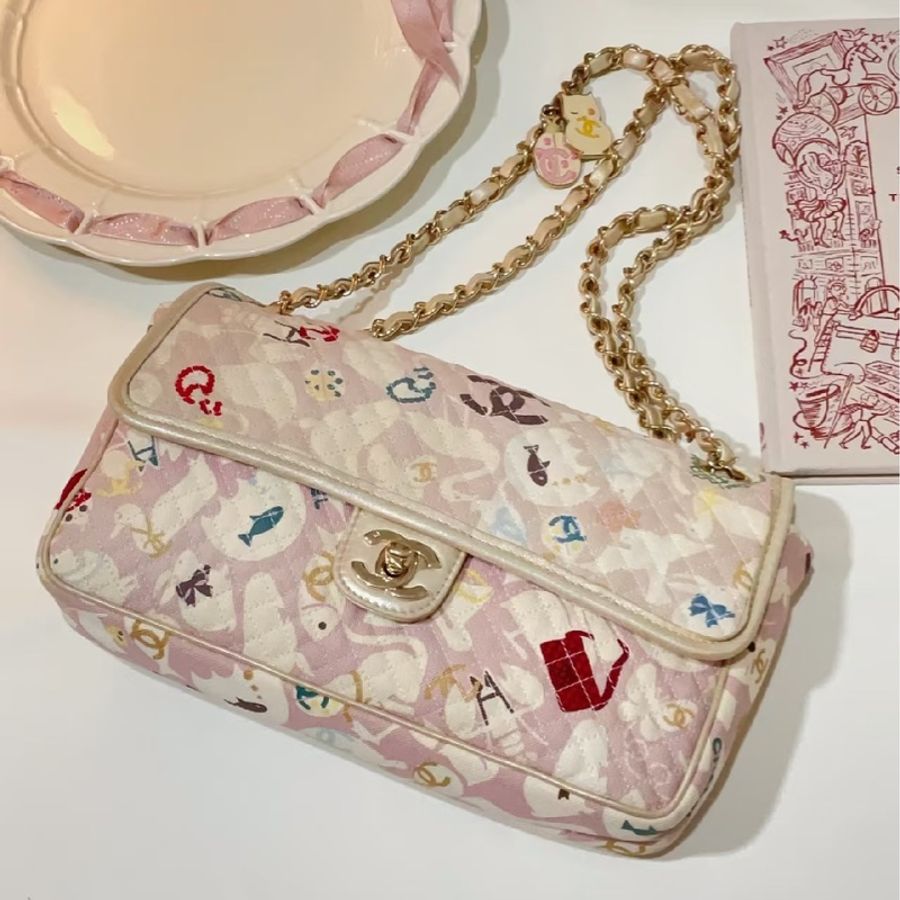 Chanel • 稀有粉金帆布貓咪動物Cf 全網唯一-4