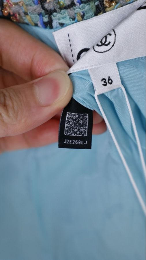 Chanel 25A杭州西湖秀款孔雀蓝编织四口袋上衣外套-7