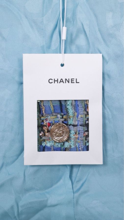 Chanel 25A杭州西湖秀款孔雀蓝编织四口袋上衣外套-11