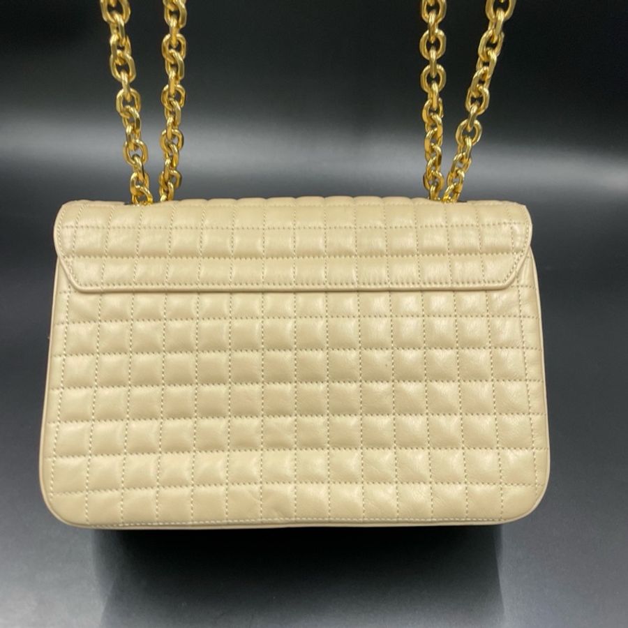 賽琳 Celine C Bag奶茶色中號牛皮C字扣鏈條單肩包-1