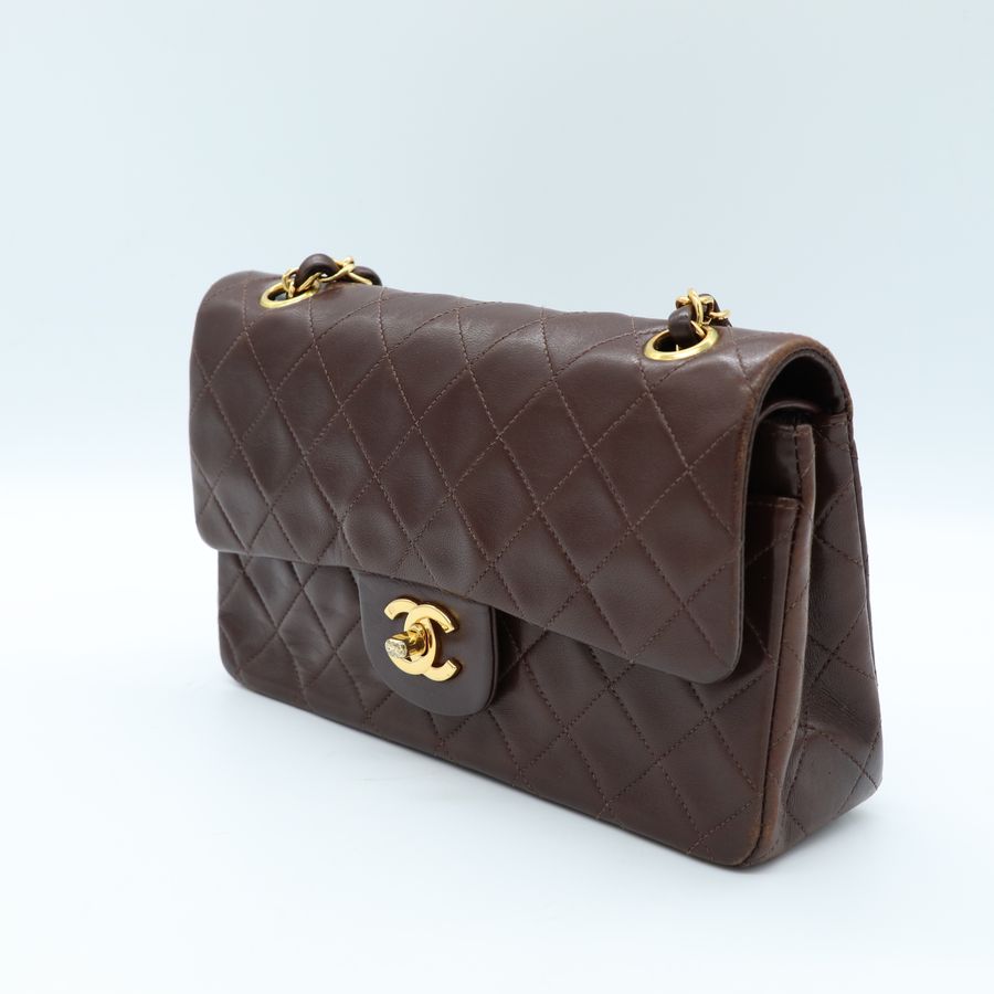 Chanel cf 23 咖色巧克力色 口蓋包-4