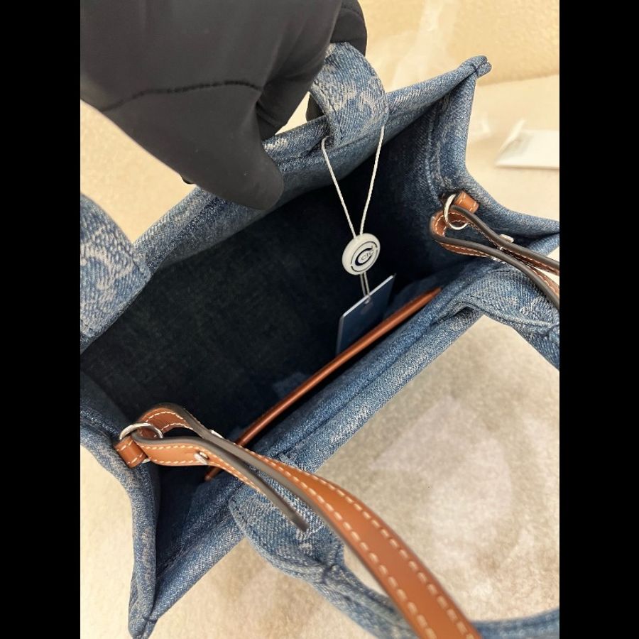 賽琳Celine Cabas Thais小號牛仔凱旋門托特包 99新-7