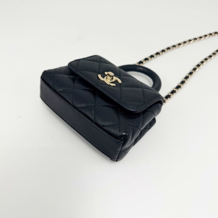 CHANEL 24K黑金 Super mini cocohandle肩背斜背包 12*8*4 98新配件塵袋-3