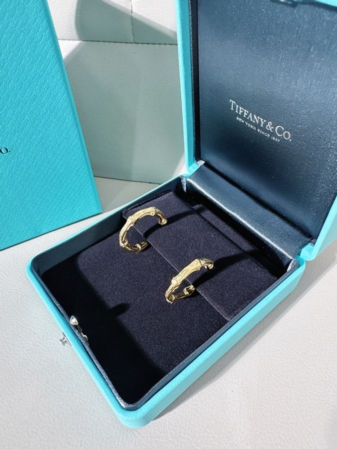 Tiffany蒂芙尼 Bamboo 竹節圈形耳環,克重14.4克,中古爆款-4