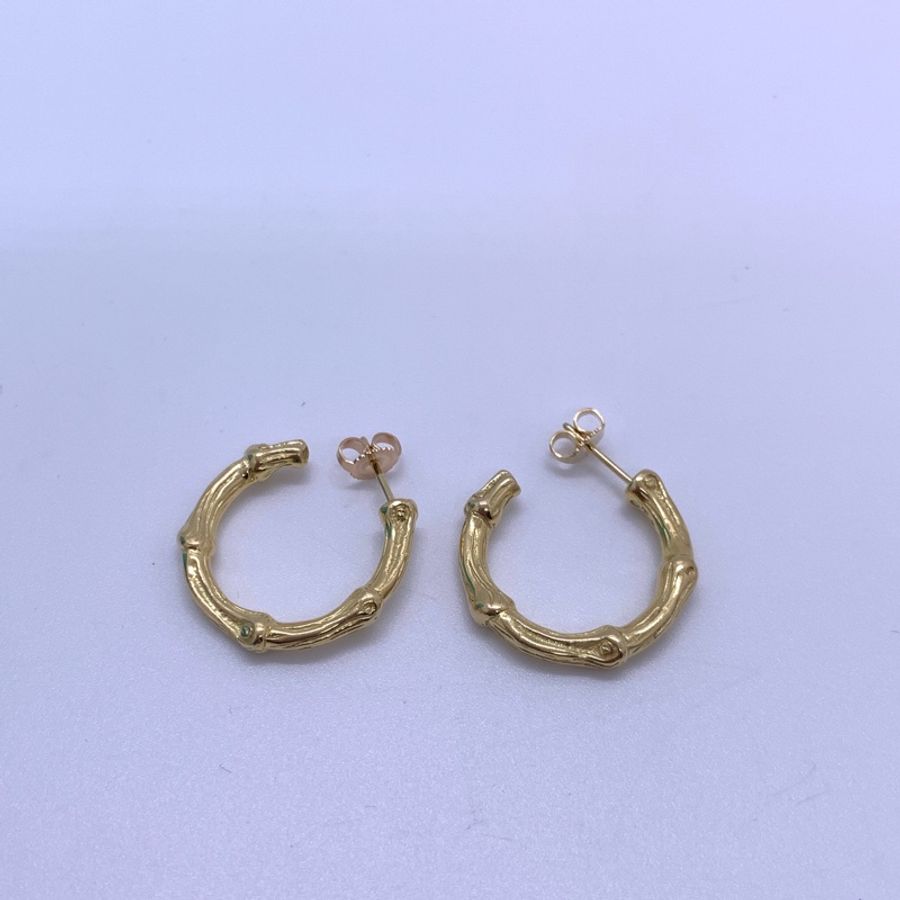 Tiffany蒂芙尼 Bamboo 竹節圈形耳環,克重14.4克,中古爆款-8