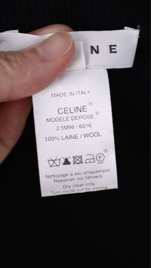 Celine黑色针织羊毛蝴蝶结领口开衫外套-8