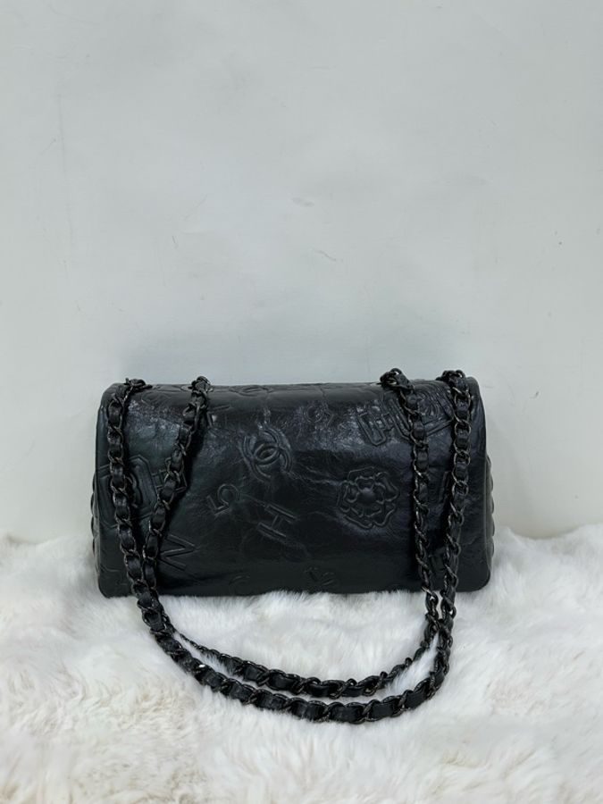 CHANEL/香奈兒黑銀香水瓶浮雕CF單肩斜背包 19開-2