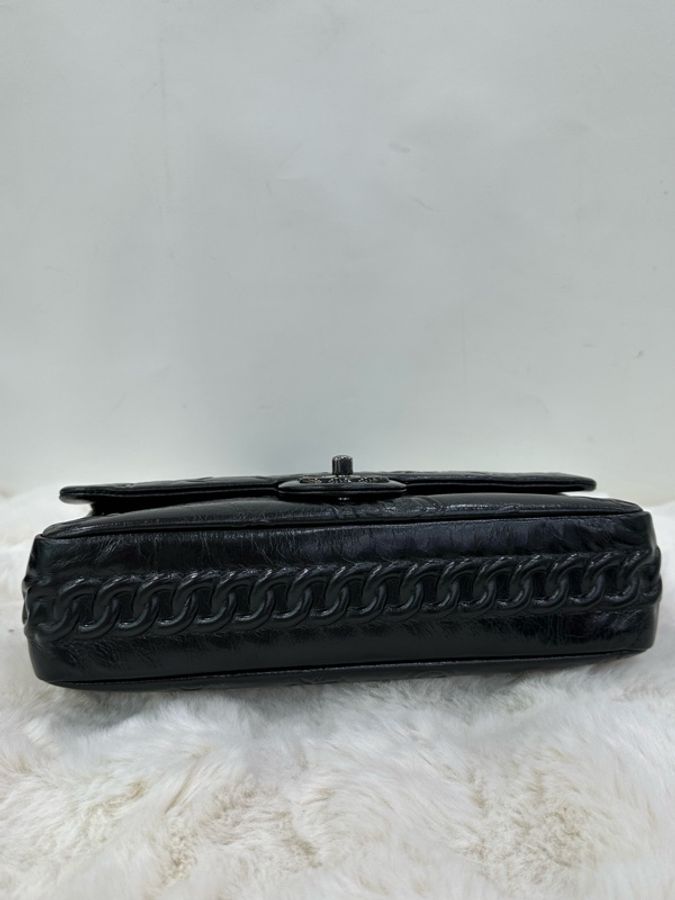 CHANEL/香奈兒黑銀香水瓶浮雕CF單肩斜背包 19開-6