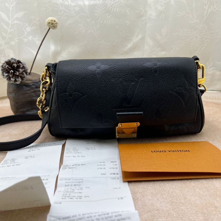 LV Favorite 黑色壓紋手袋-0