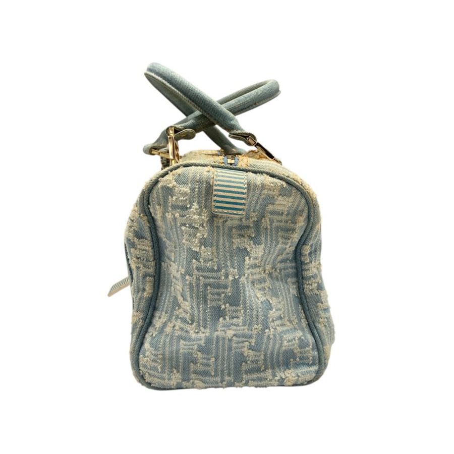 FENDI 芬迪 ZUCCA BOSTON BAG 波士頓手提包 丹寧 藍色 銀釦-2