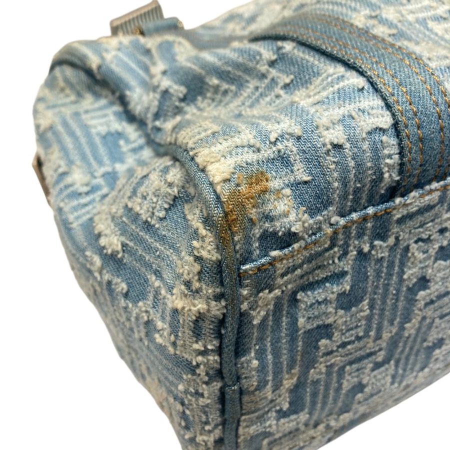 FENDI 芬迪 ZUCCA BOSTON BAG 波士頓手提包 丹寧 藍色 銀釦-6