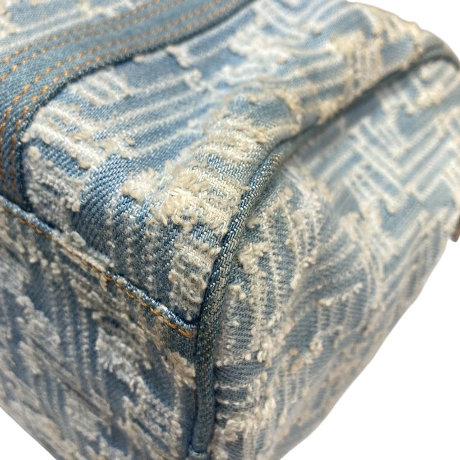 FENDI 芬迪 ZUCCA BOSTON BAG 波士頓手提包 丹寧 藍色 銀釦-7