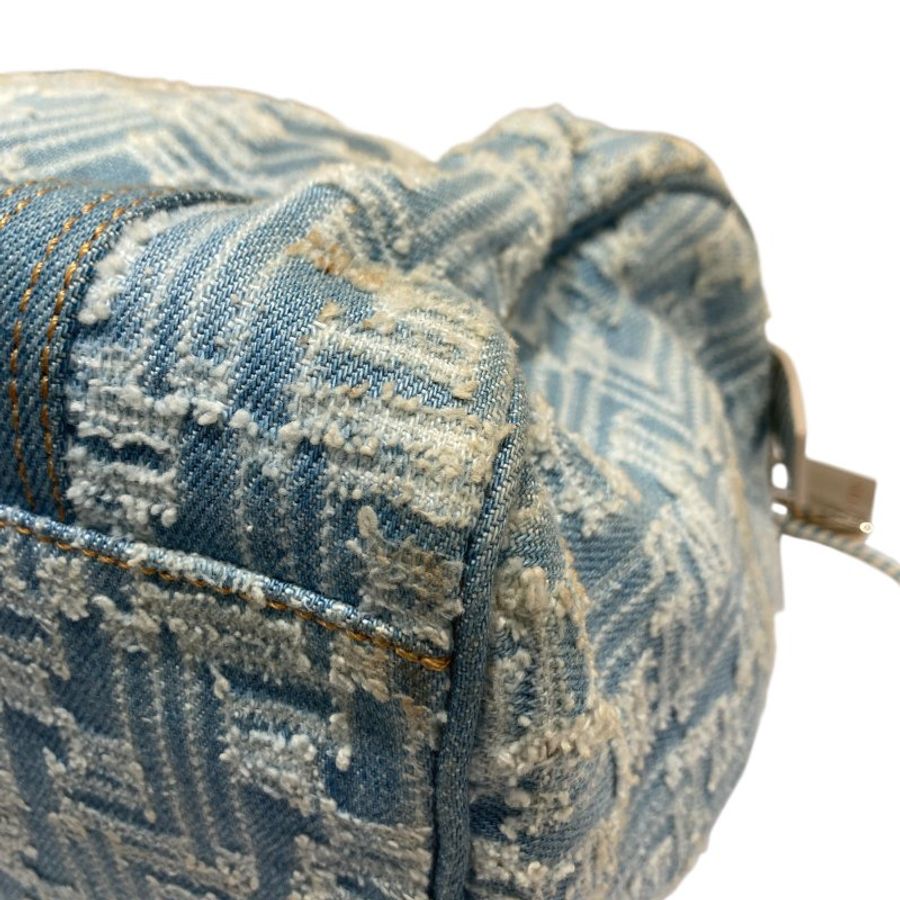 FENDI 芬迪 ZUCCA BOSTON BAG 波士頓手提包 丹寧 藍色 銀釦-9