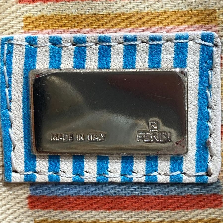 FENDI 芬迪 ZUCCA BOSTON BAG 波士頓手提包 丹寧 藍色 銀釦-12