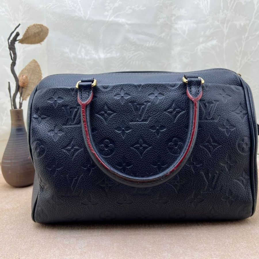 LV Speedy Bandoulière 25 藏藍壓紋款-9