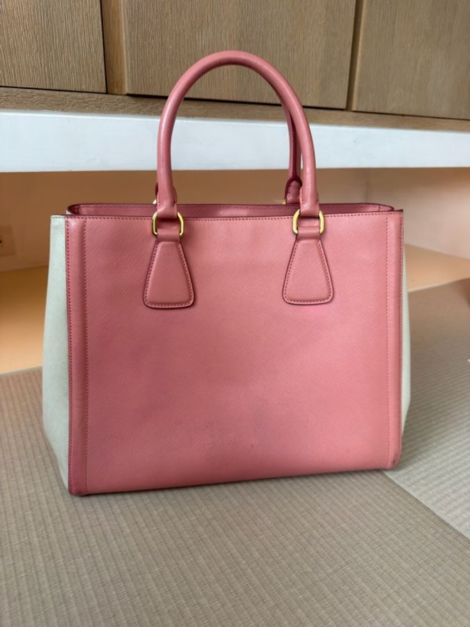 Prada/ Saffiano Lux 雙色皮革手提包-1